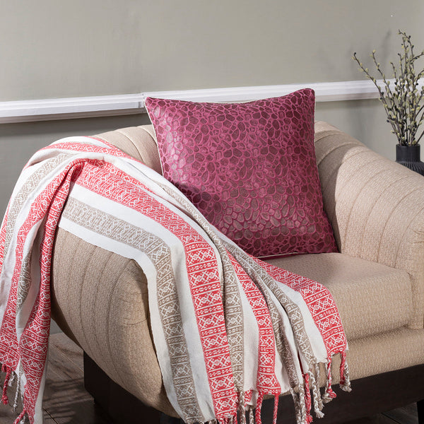 Vintage Transparent Foile Print Ore-Rerun Cushion Cover Red