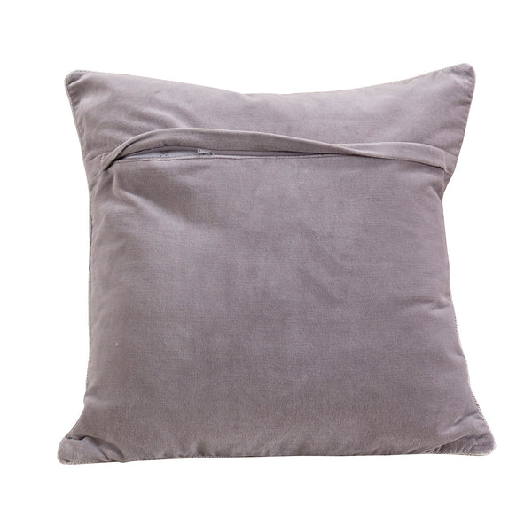Vintage Printed Solid Velvet Cushion Cover Grey