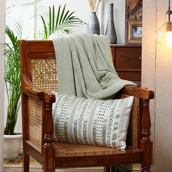 Tranquil Essence Adornment Lacery Embroidered 100% Cotton Peach Cushion Cover