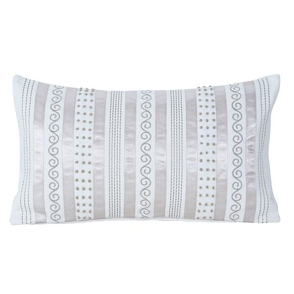 Tranquil Essence Adornment Lacery Embroidered 100% Cotton Beige Cushion Cover