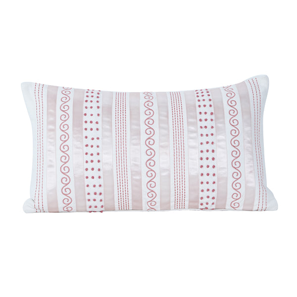 Tranquil Essence Adornment Lacery Embroidered 100% Cotton Peach Cushion Cover