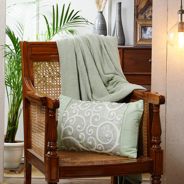 Tranquil Essence Folio Fiction Embroidered Viscose Blend Beige Cushion Cover