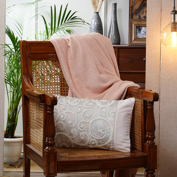 Tranquil Essence Folio Fiction Embroidered Viscose Blend Beige Cushion Cover