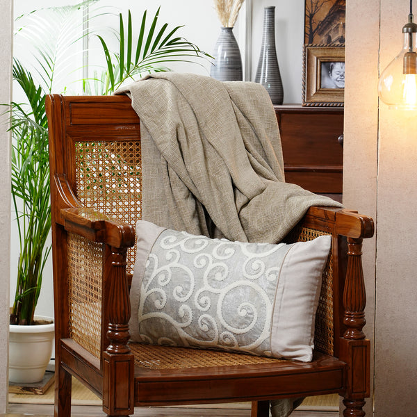 Tranquil Essence Folio Fiction Embroidered Viscose Blend Green Cushion Cover