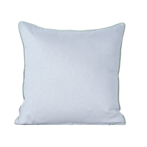 Tranquil Essence Scrollable Tatting Embroidered Viscose Blend Green Cushion Cover