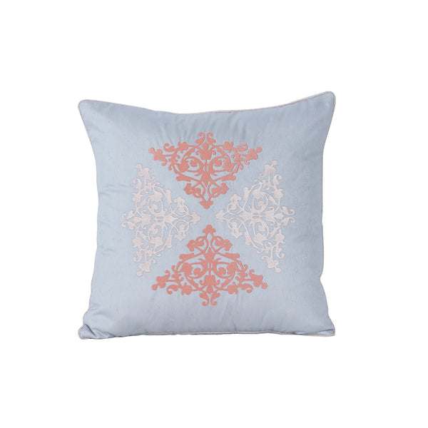Tranquil Essence Scrollable Tatting Embroidered Viscose Blend Peach Cushion Cover