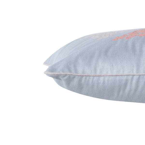 Tranquil Essence Scrollable Tatting Embroidered Viscose Blend Peach Cushion Cover