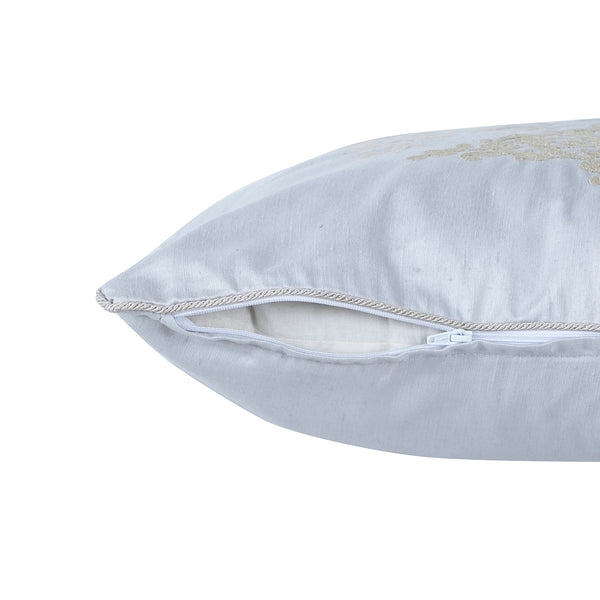 Tranquil Essence Scrollable Tatting Embroidered Viscose Blend Beige Cushion Cover