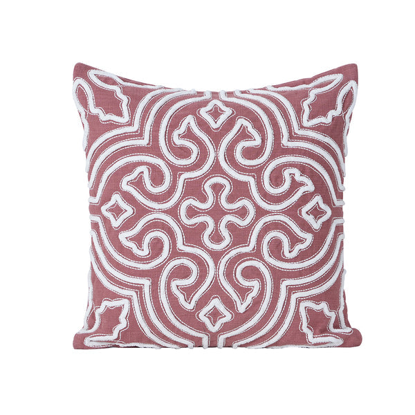 Tranquil Essence Alligator Reflect Embroidered 100% Cotton Peach Cushion Cover