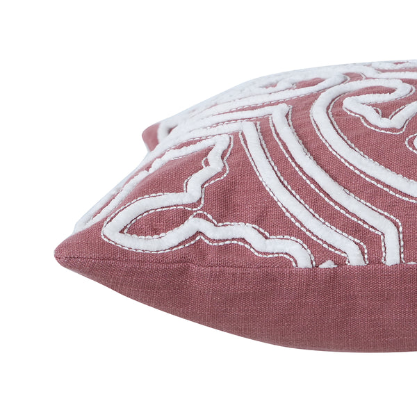 Tranquil Essence Alligator Reflect Embroidered 100% Cotton Peach Cushion Cover