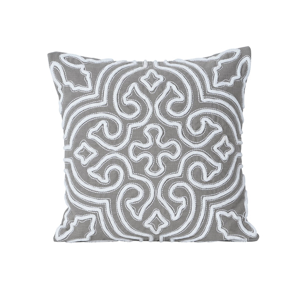 Tranquil Essence Alligator Reflect Embroidered 100% Cotton Beige Cushion Cover