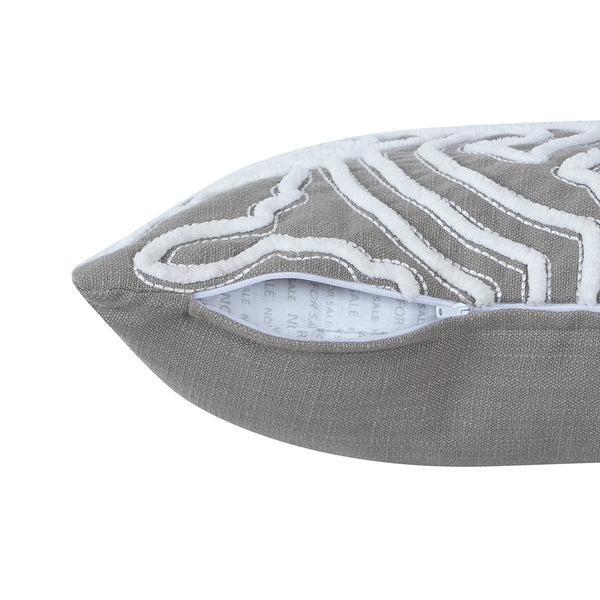 Tranquil Essence Alligator Reflect Embroidered 100% Cotton Beige Cushion Cover