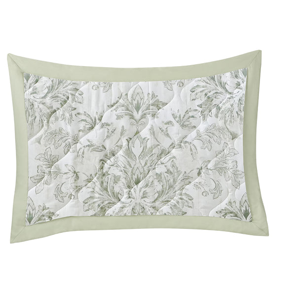 Tranquil Essence Napery Classic Quilted Green 2 PC Pillow Sham Set