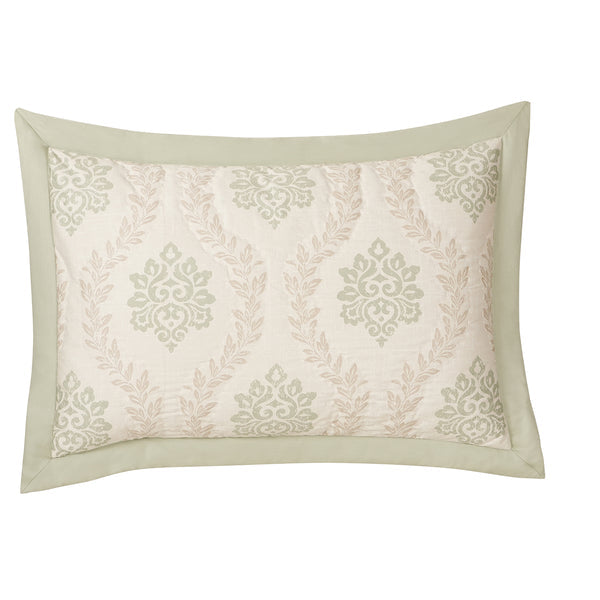 Tranquil Essence Lawn Leaflet Quilted Green 2 PC Pillow Sham Set