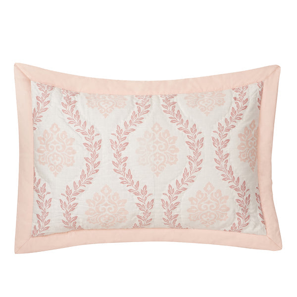 Tranquil Essence Lawn Leaflet Quilted Peach 2 PC Pillow Sham Set