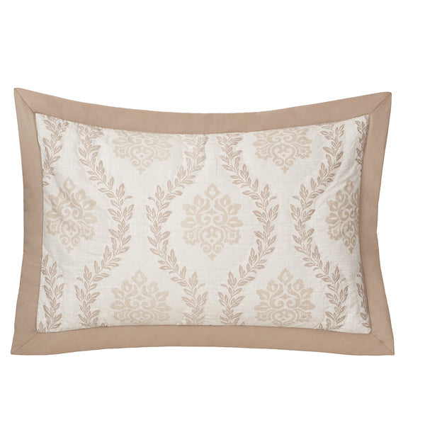 Tranquil Essence Lawn Leaflet Quilted Beige 2 PC Pillow Sham Set