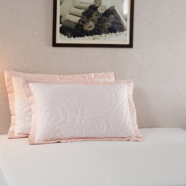 Tranquil Essence Cambric Lawn Quilted Green 2 PC Pillow Sham Set