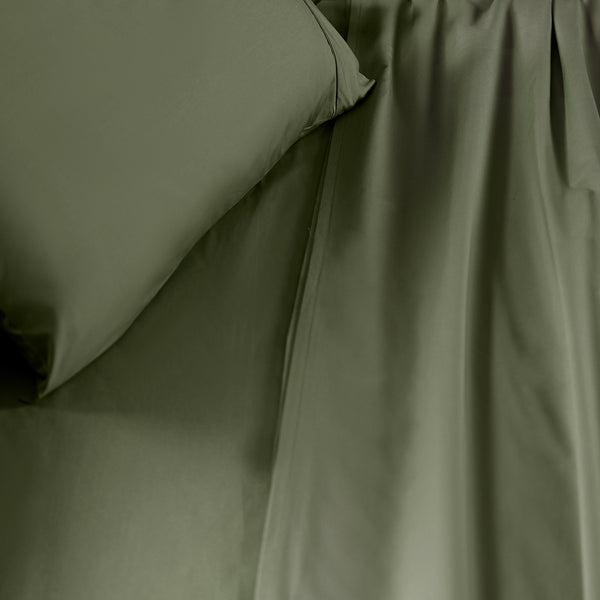 Slumber Plain Easy Care Percale 100% Cotton Green Crisp Bed Sheet with Pillow Case