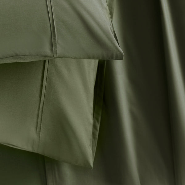Slumber Plain Easy Care Percale 100% Cotton Green Crisp Bed Sheet with Pillow Case
