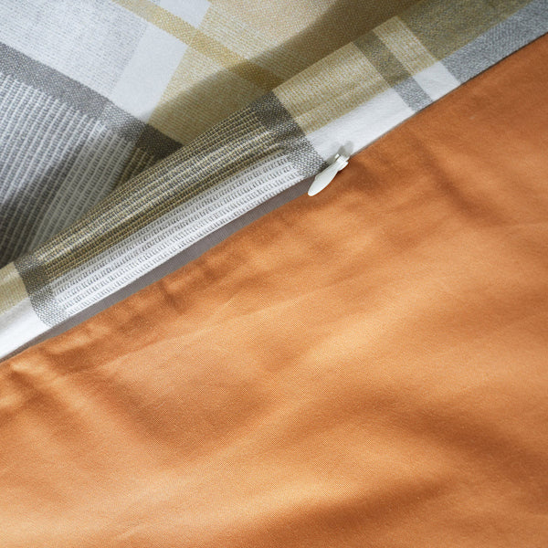 Whimsy Nature Vivid Plaid Woven 100% Cotton Rust Duvet Cover with Pillow Case