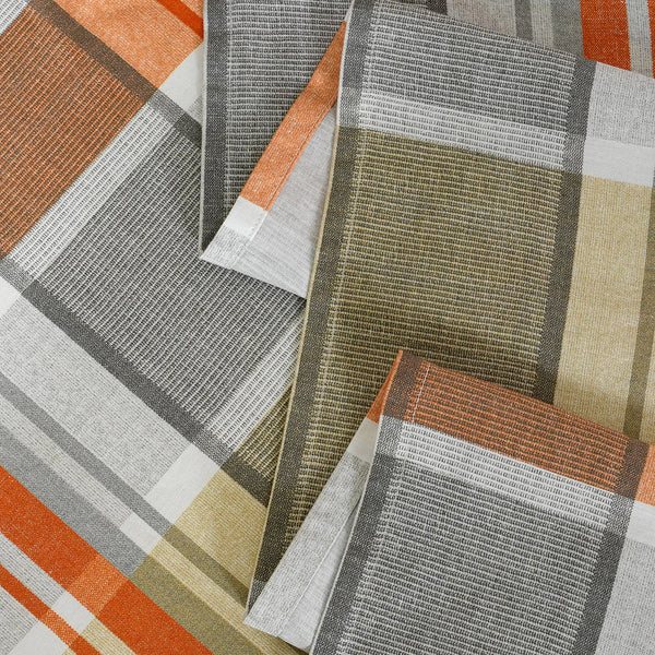 Whimsy Nature Vivid Plaid Woven 100% Cotton Rust Duvet Cover with Pillow Case