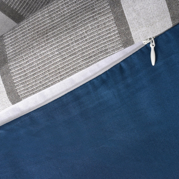 Whimsy Nature Vivid Plaid Woven 100% Cotton Blue Duvet Cover with Pillow Case