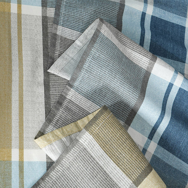 Whimsy Nature Vivid Plaid Woven 100% Cotton Blue Duvet Cover with Pillow Case