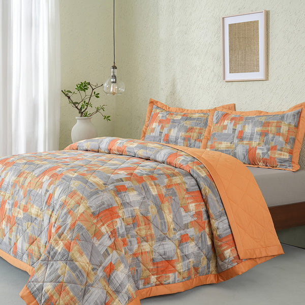 Whimsy Nature Brush Strokes Quilt/Quilted Bed Cover Rust