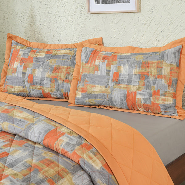 Whimsy Nature Brush Strokes Quilt/Quilted Bed Cover Rust