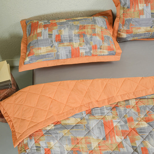 Whimsy Nature Brush Strokes Quilt/Quilted Bed Cover Rust