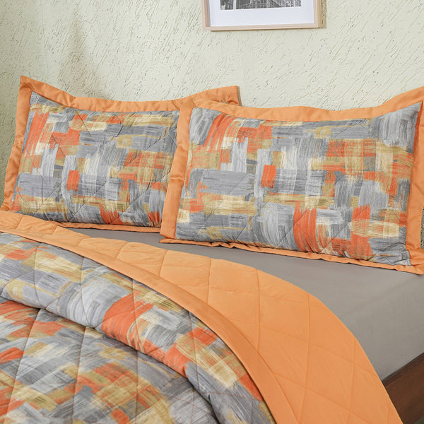 Whimsy Nature Brush Strokes 300GSM Quilt/Quilted Bed Cover Rust