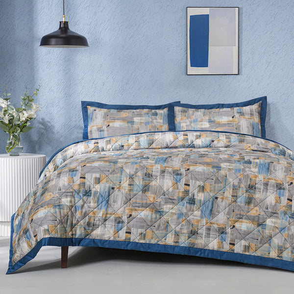 Whimsy Nature Brush Strokes 300GSM Quilt/Quilted Bed Cover Rust