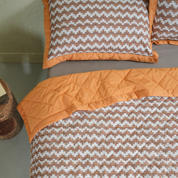 Whimsy Nature Twisty Melange Quilt/Quilted Bed Cover Rust