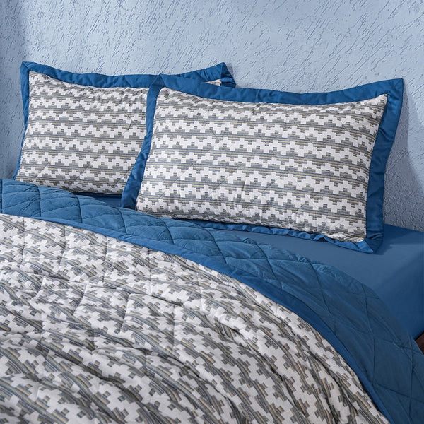 Whimsy Nature Twisty Melange Quilt/Quilted Bed Cover Blue