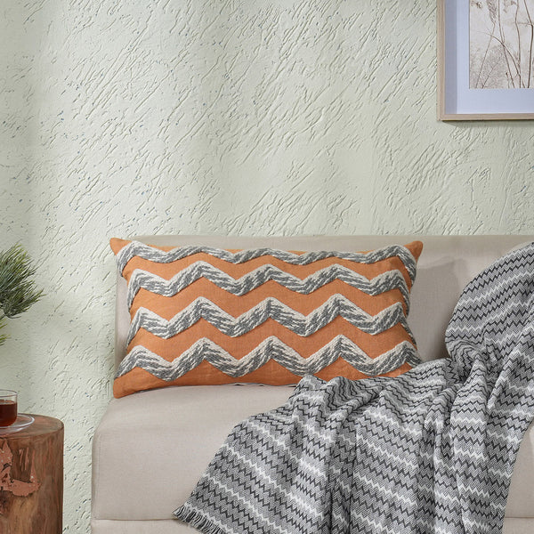 Whimsy Nature Tump Fade Woven/Digital Printed 100% Linen Blue Cushion Cover