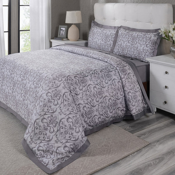 PBS Vintage Chic Dawson 100% Cotton Duvet Cover With Pillow Case Blue