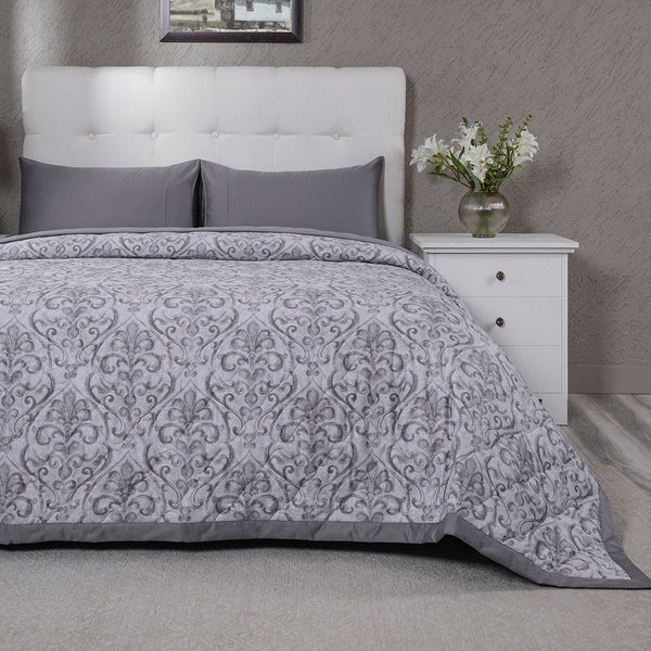 PBS Vintage Chic Dawson Quilt/Quilted Bed Cover Grey