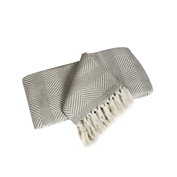 Rurban Elegance Fine Bone 100% Cotton 1PC Throw Grey