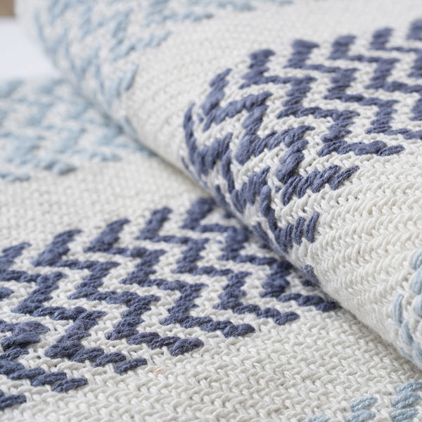 Rurban Elegance Crooked Stripe 100% Cotton 1PC Throw Blue