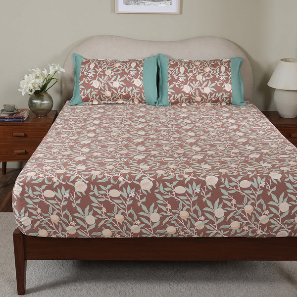 Sensory Bloom Granada 100% Cotton Red Fitted Sheet with Pillow Case