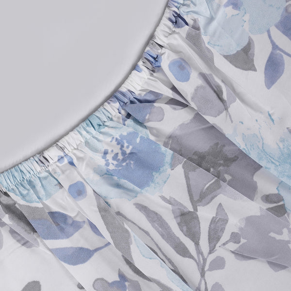 Sensory Bloom Florencia 100% Cotton Blue Fitted Sheet with Pillow Case