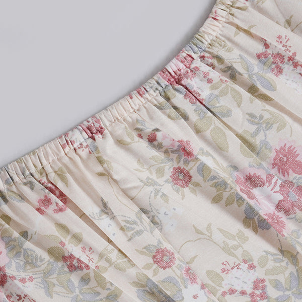 Sensory Bloom Flowerland 100% Cotton Red Fitted Sheet with Pillow Case