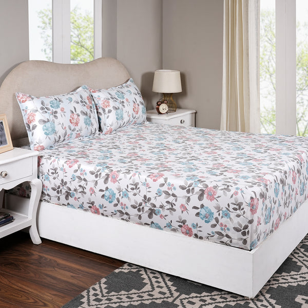 Sensory Bloom Blossom Meadow 100% Cotton Pink Fitted Sheet with Pillow Case