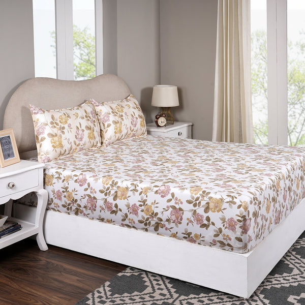 Sensory Bloom Blossom Meadow 100% Cotton Blue Fitted Sheet with Pillow Case