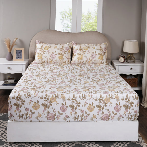 Sensory Bloom Blossom Meadow 100% Cotton Pink Fitted Sheet with Pillow Case