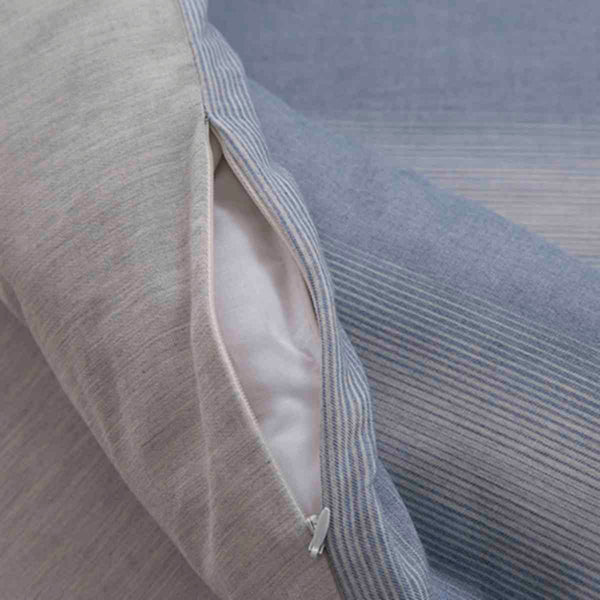 Rhythmic Stripe Reversible Made With Egyptian Cotton Ultra Soft Classic Blue/Grey Marble Duvet Cover with Pillow Case