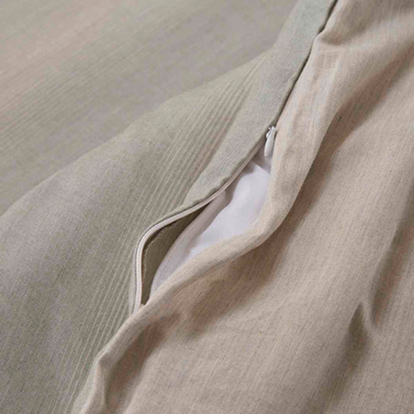 Rhythmic Stripe Reversible Made With Egyptian Cotton Ultra Soft Chameleon Green/Chinchilla Duvet Cover with Pillow Case