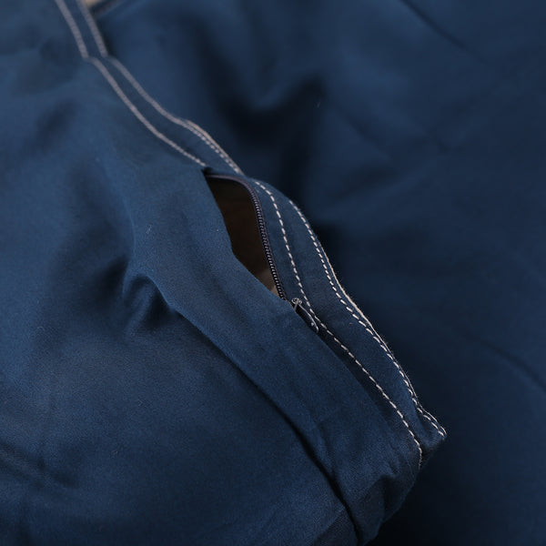 Viola Reversible 100 % Cotton Sateen Indigo/Grey Marble Duvet Cover with Pillow Case