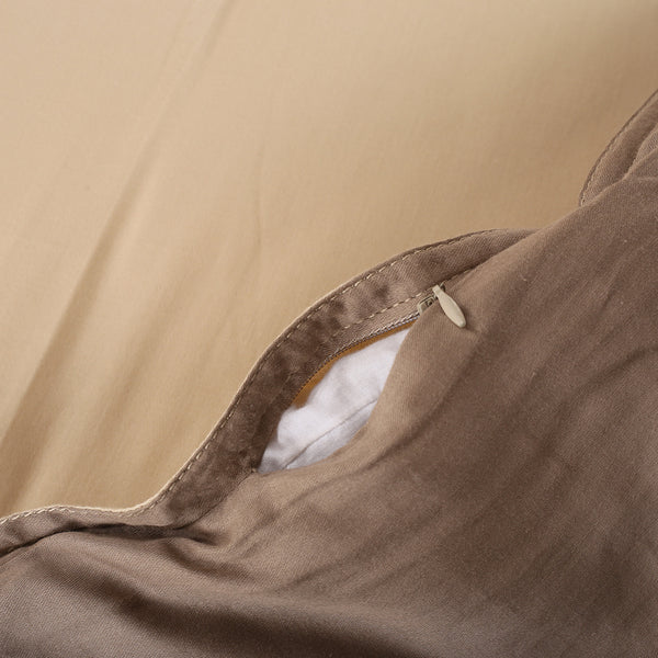 Viola Reversible 100 % Cotton Sateen Marzipan/Simply Taupe Duvet Cover with Pillow Case
