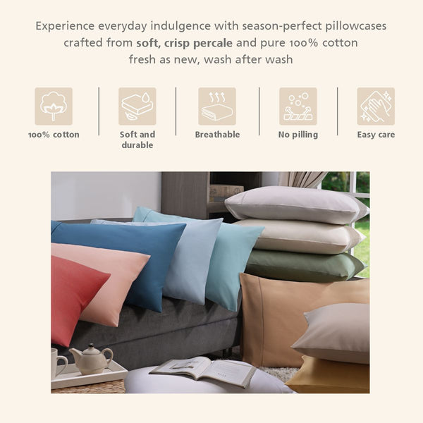 Slumber Solid 2PC Pillow Case Set Saxsony Blue